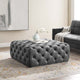 Tufted Accent Chair Ottoman, Square, Velvet, Gray, Modern, Lounge