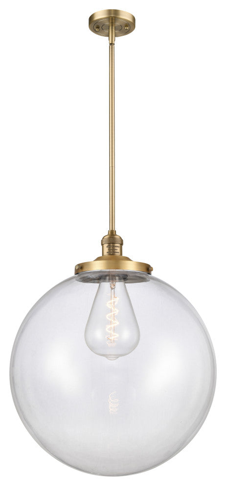 Beacon Pendant, Brushed Brass, Clear