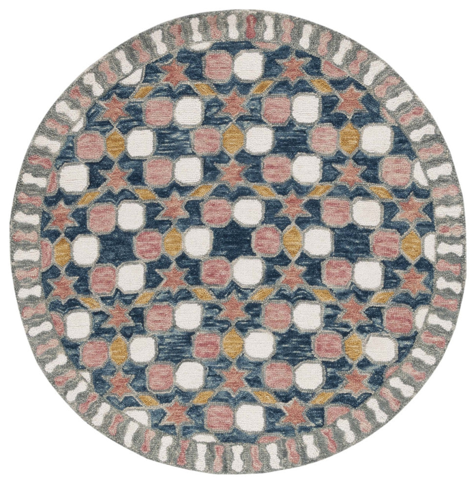Safavieh Aspen Collection APN128 Rug, Grey/Pink, 5' Round