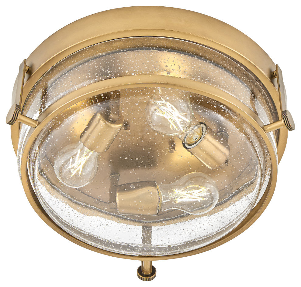 Hinkley 15" Harper Small Flush Mount Ceiling Light, Heritage Brass