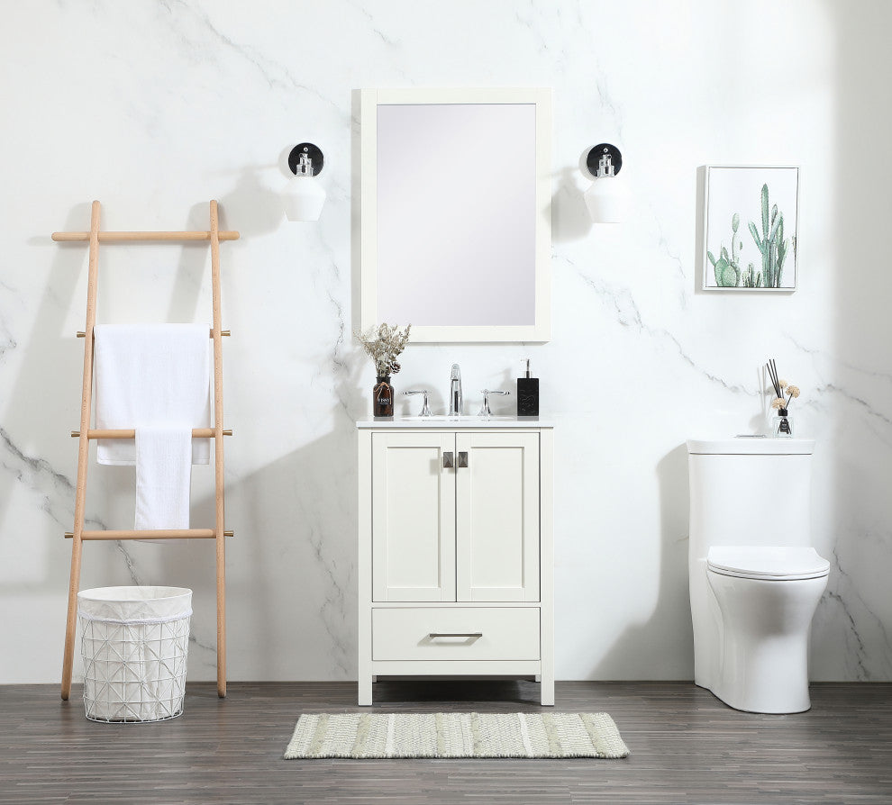 Isabel Single Bathroom Vanity, White, 24", Without Backsplash