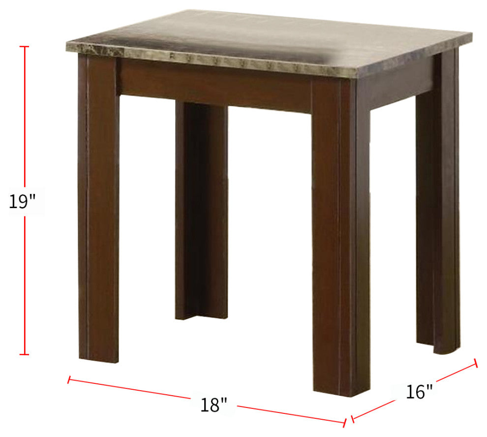 3-Piece Table Set With Marble Top, Brown