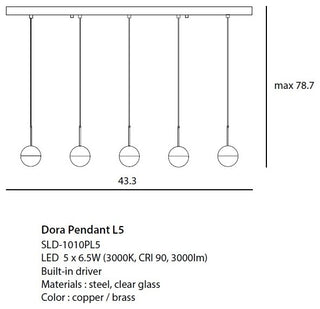 5-Light Dora Pendant, Brass