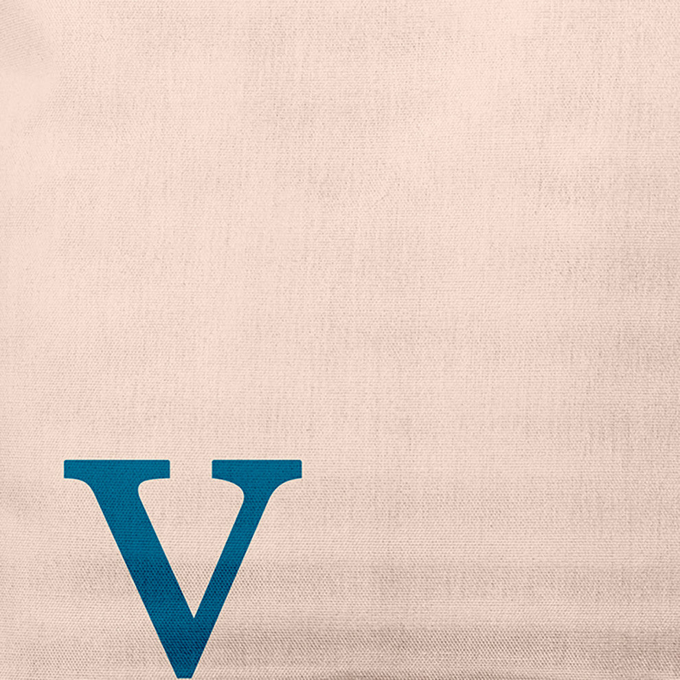 20" x 20" Modern Monogram Indoor/Outdoor Polyester Throw Pillow, Autumn Blue