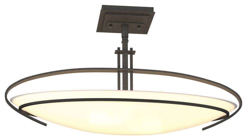 Mackintosh Semi-Flush, Opal Glass, Natural Iron