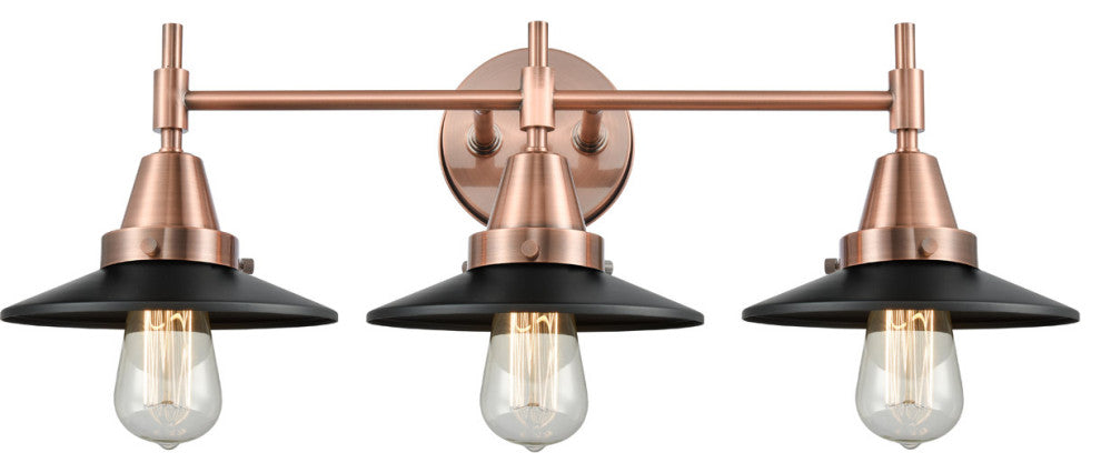 Innovations 447-3W-AC-M6-BK Caden 3 Light Bath Vanity Light, Antique Copper
