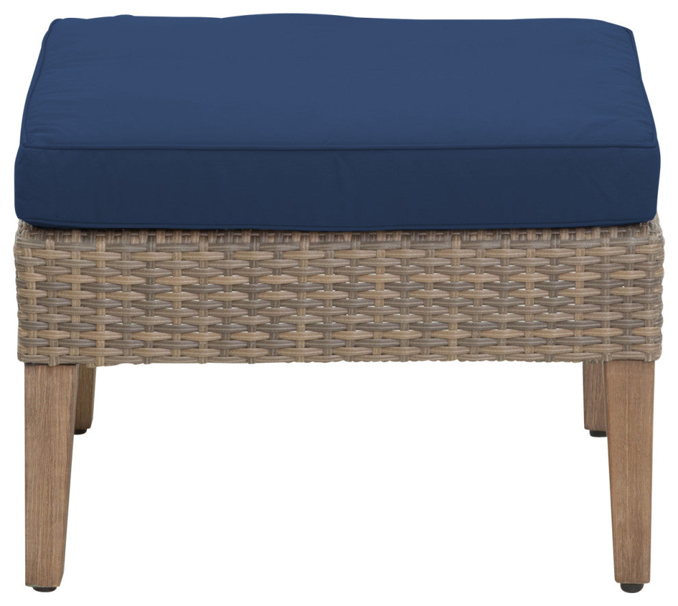 Isla 3-Piece Outdoor Conversation Set With Sofa, Ottomans, Cobalt Blue