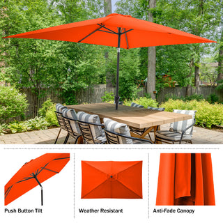 Pure Garden 10' Rectangular Patio Umbrella, Orange