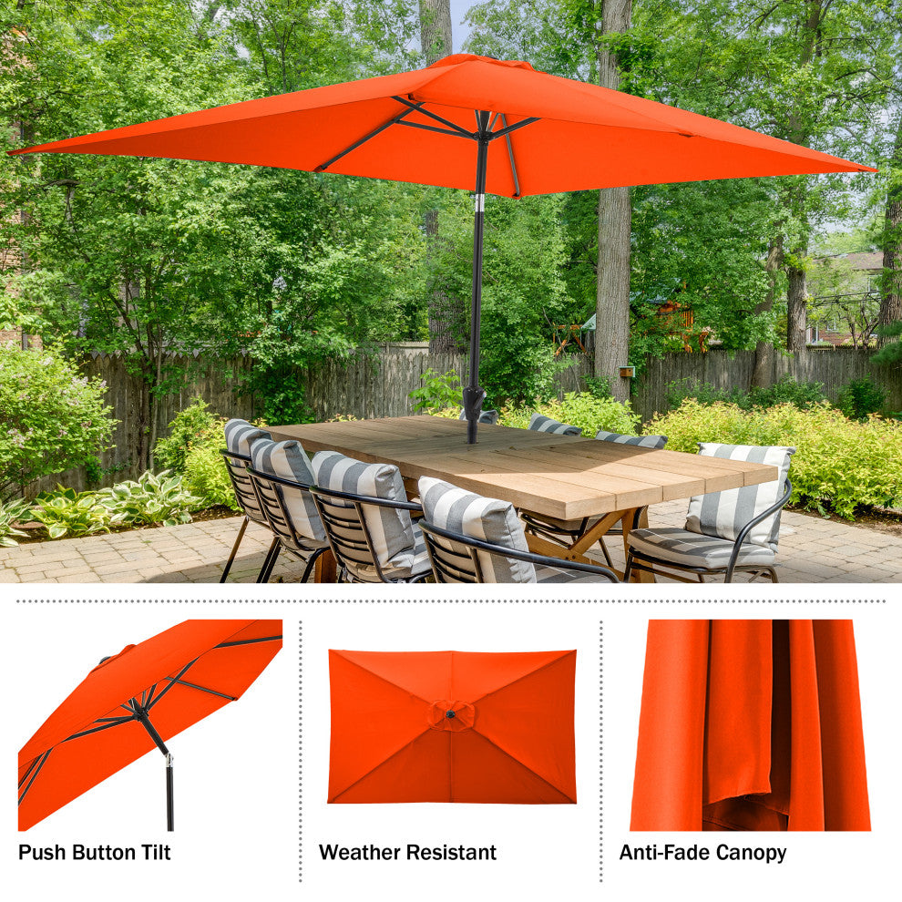 Pure Garden 10' Rectangular Patio Umbrella, Orange
