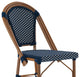 Set of 2 Stackable Indoor/Outdoor French Bistro 26" High Bar Stools, Navy & White/Natural Frame