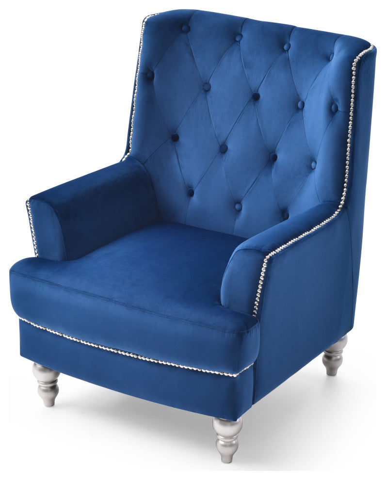 Pamona Navy Blue Velvet Chair