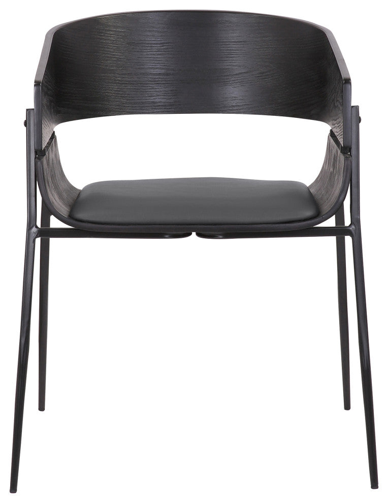 Bronte Wood and Metal Contemporary Dining Room Chairs, Set of 2