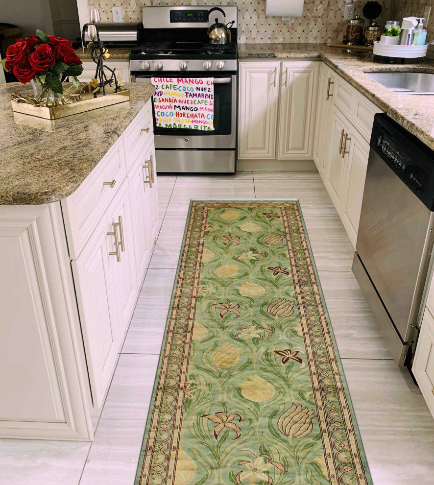 Pak-Persian Eliza Light Green/Gray Runner, 2'8x10'0
