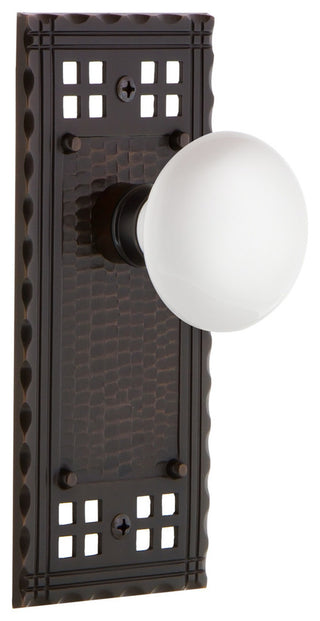 Craftsman Plate Double Dummy Door Knob, White