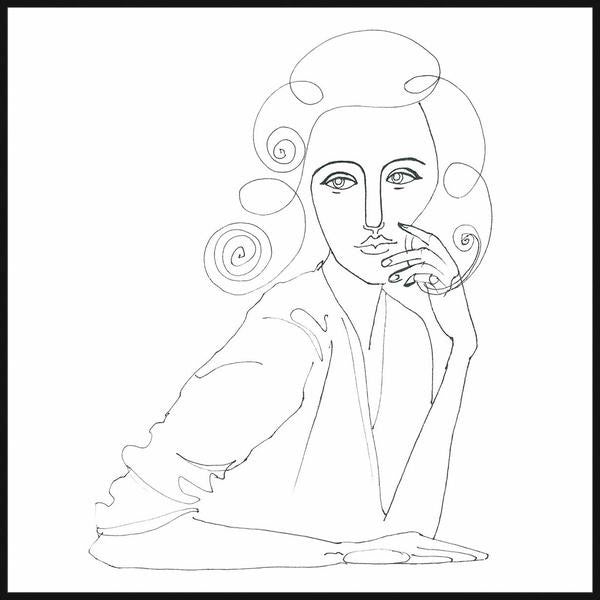 "Lady Sketch" Floater Framed Painting Print on Canvas, 48"x48"