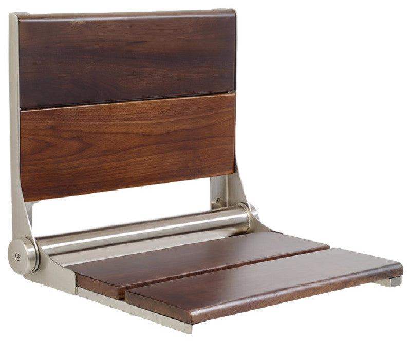 Life Line Series, Contour Shower Seats, Walnut, 26", Polished Chrome