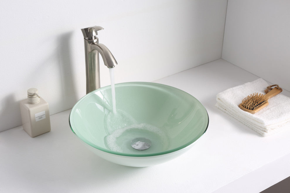 ANZZI Raider Series Tempered Glass Bathroom Vessel Sink