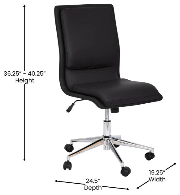 Office Chair, Chrome Base With Comfortable Faux Leather Seat & Mid Back, Black