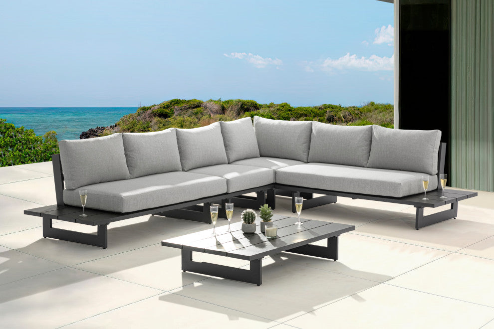 Maldives Grey Water Resistant Fabric Outdoor Patio Modular Sectional