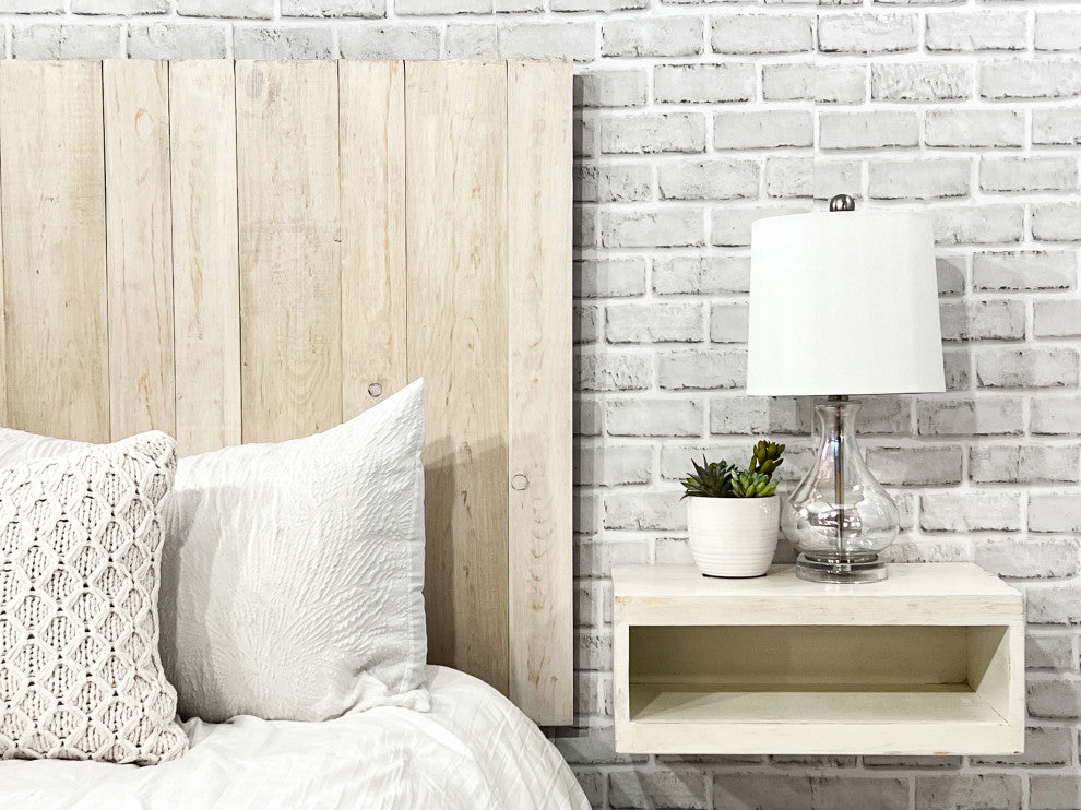 Handcrafted Headboard, Leaner Style, Antique White, Twin