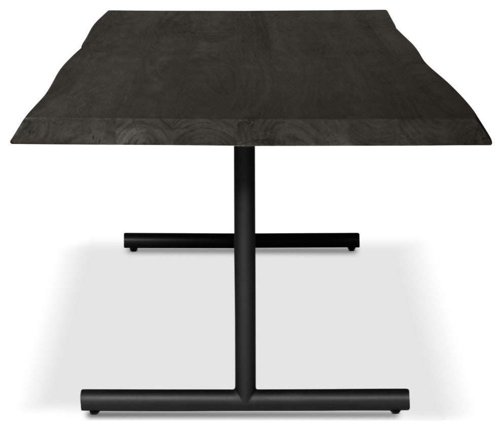 Brooks Dining Table, T Base, 40"x116", Ebonized Top, Black Base
