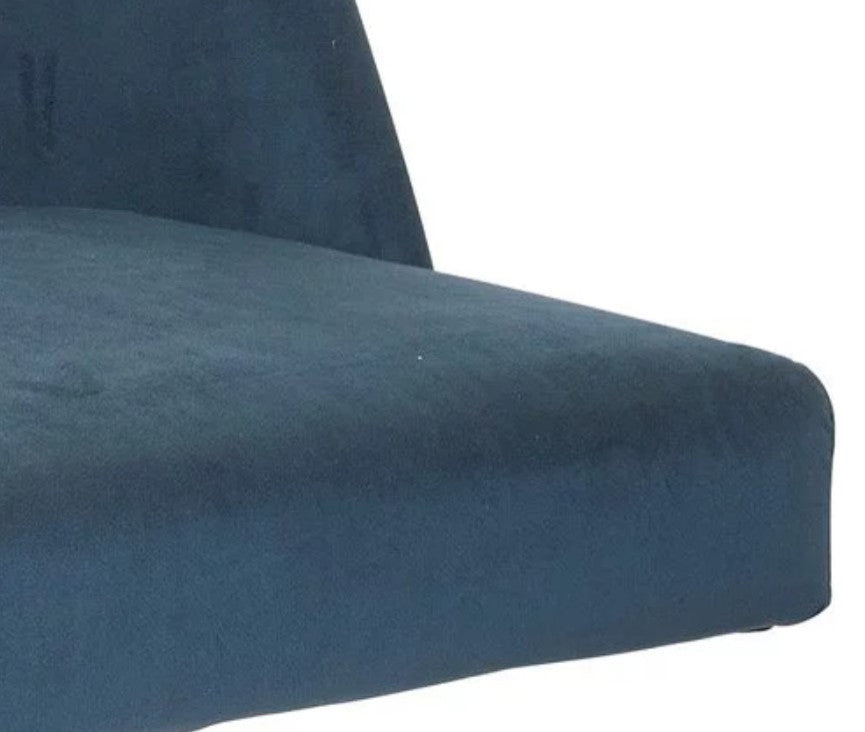 Comfortable Office Chair, Elegant Gold Base With Velvet Seat & Curved Back, Blue