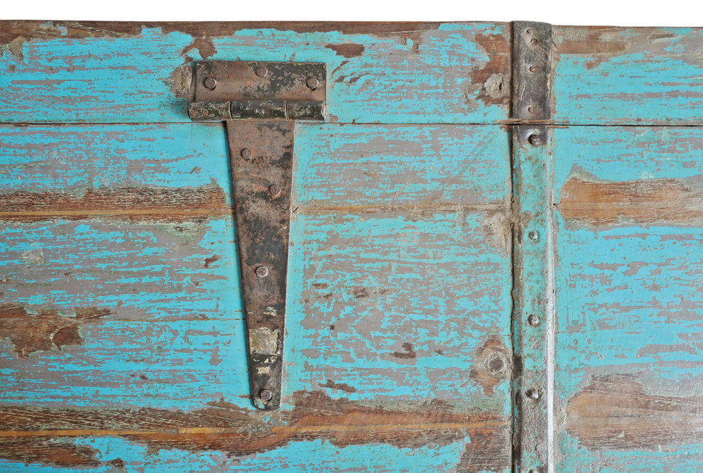 Consigned, Large Jodhpur Blue Wood Trunk