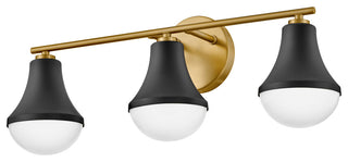 Lark Haddie 24" Modern Three-Light Bath Vanity, Black + Lacquered Brass