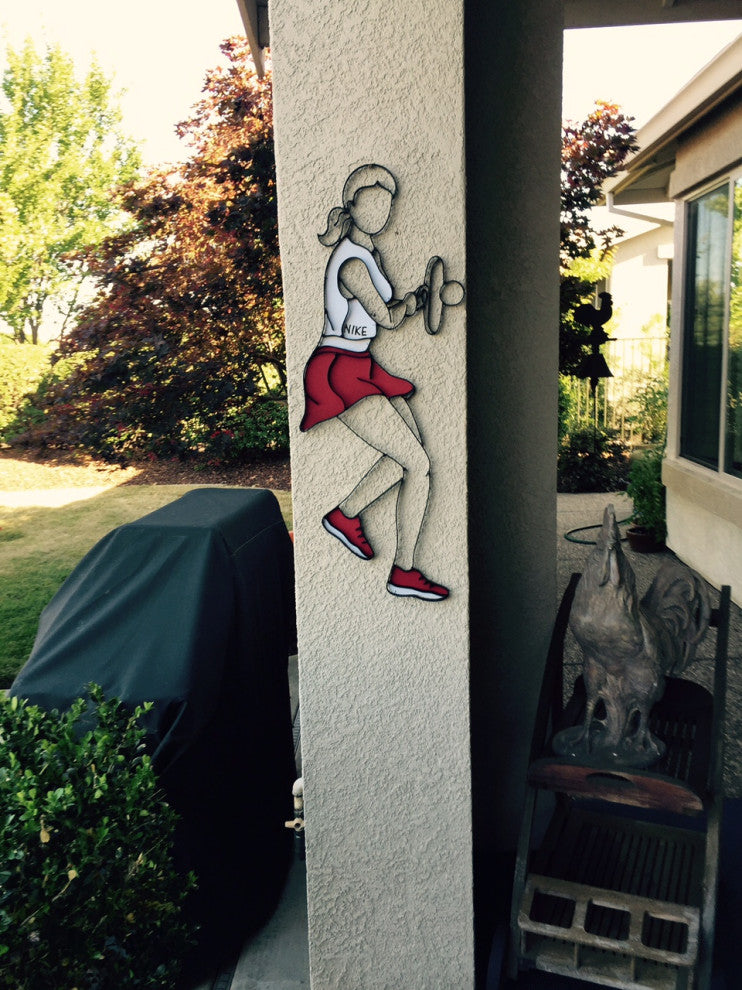 Metal Tennis Player Wall Decor and Sculpture