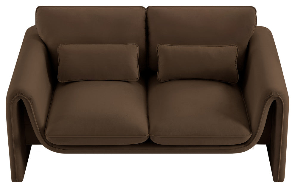 Sloan Brown Velvet Fabric Loveseat