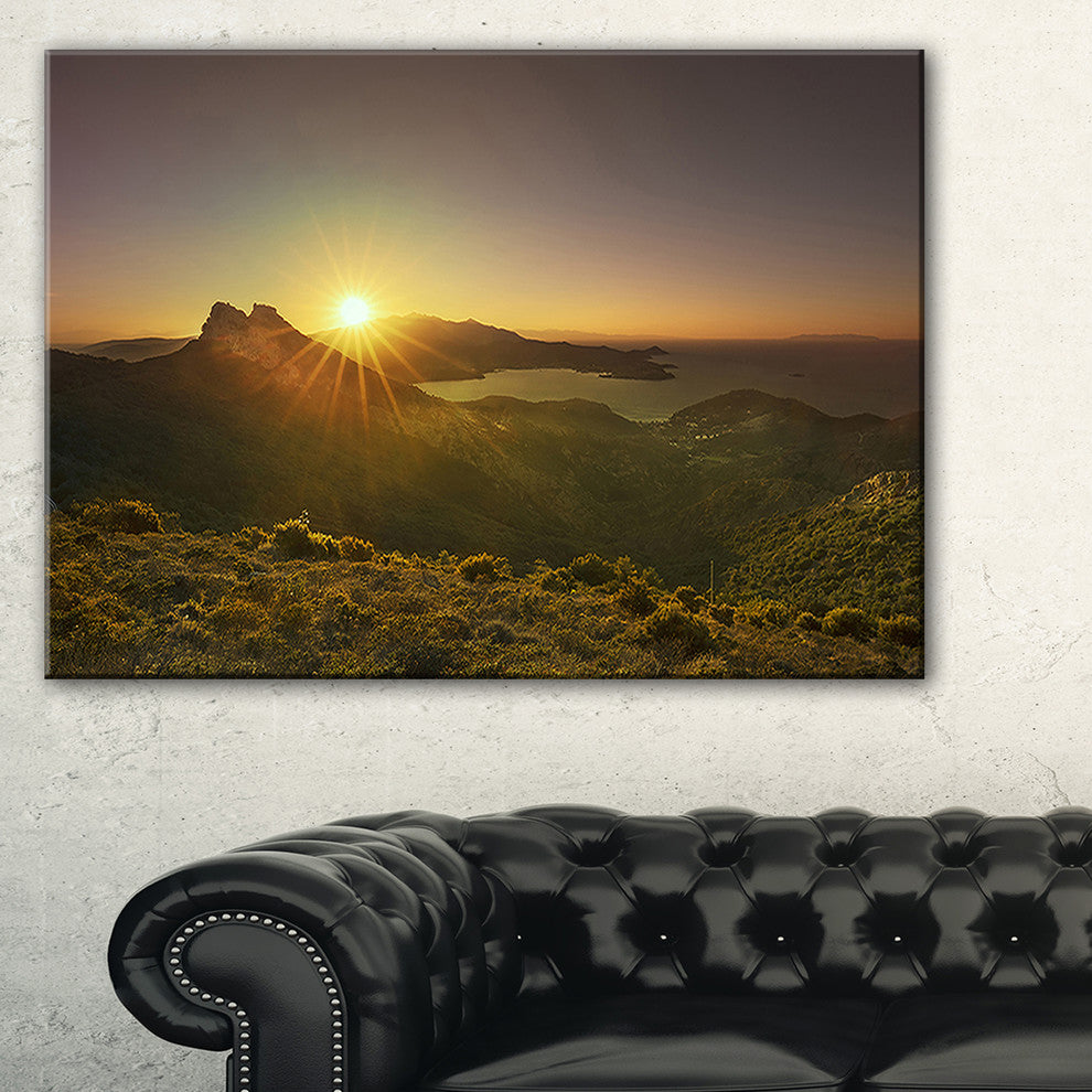 "Volterraio and Portoferraio Bay" Landscape Wall Art Print, 1 Panel, 60"x28"