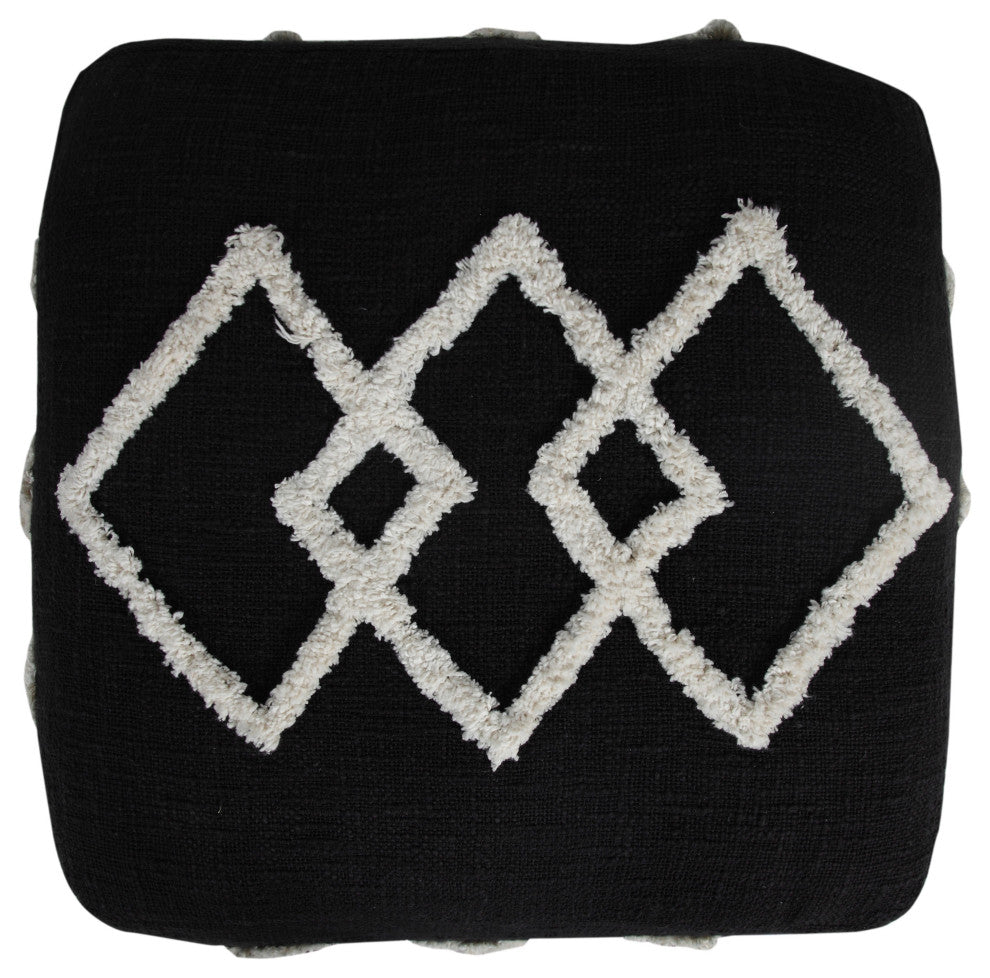 Textured Overlapping Diamonds Pouf Ottoman
