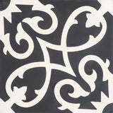 8"x8" Agadir Handmade Cement Tiles, Black/White, Sample