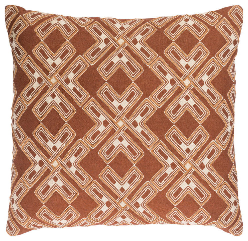 Surya Subira SBR-001 18"x18" Pillow Cover, Camel/Cream