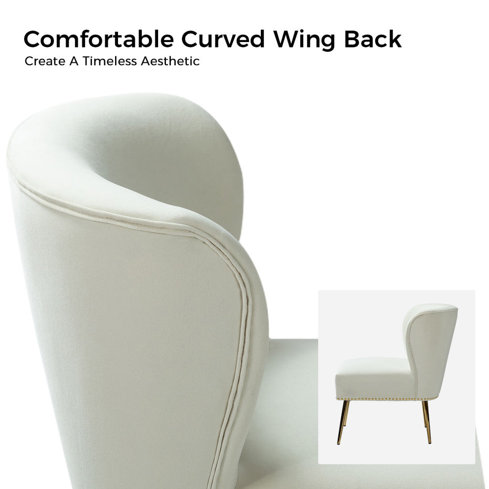 Beatrice Accent Chair With Nailhead Trim, Ivory