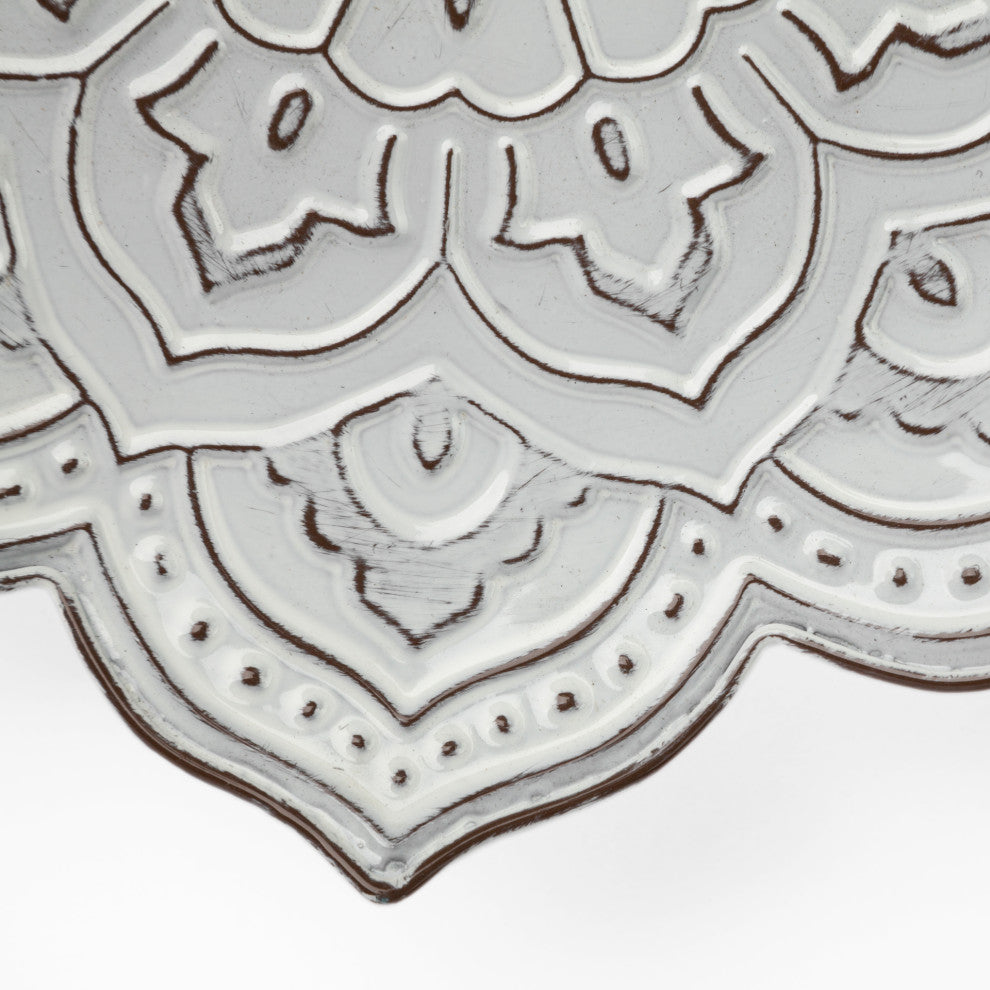 Miranda Grey Stamped Metal Lotus Flower Wall Decor, Set of 2