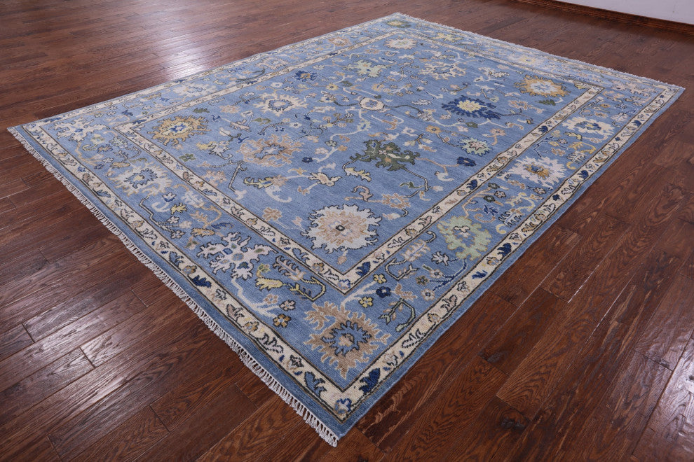 9' 1" X 12' 0" Handmade Wool Turkish Oushak Rug - Q13595
