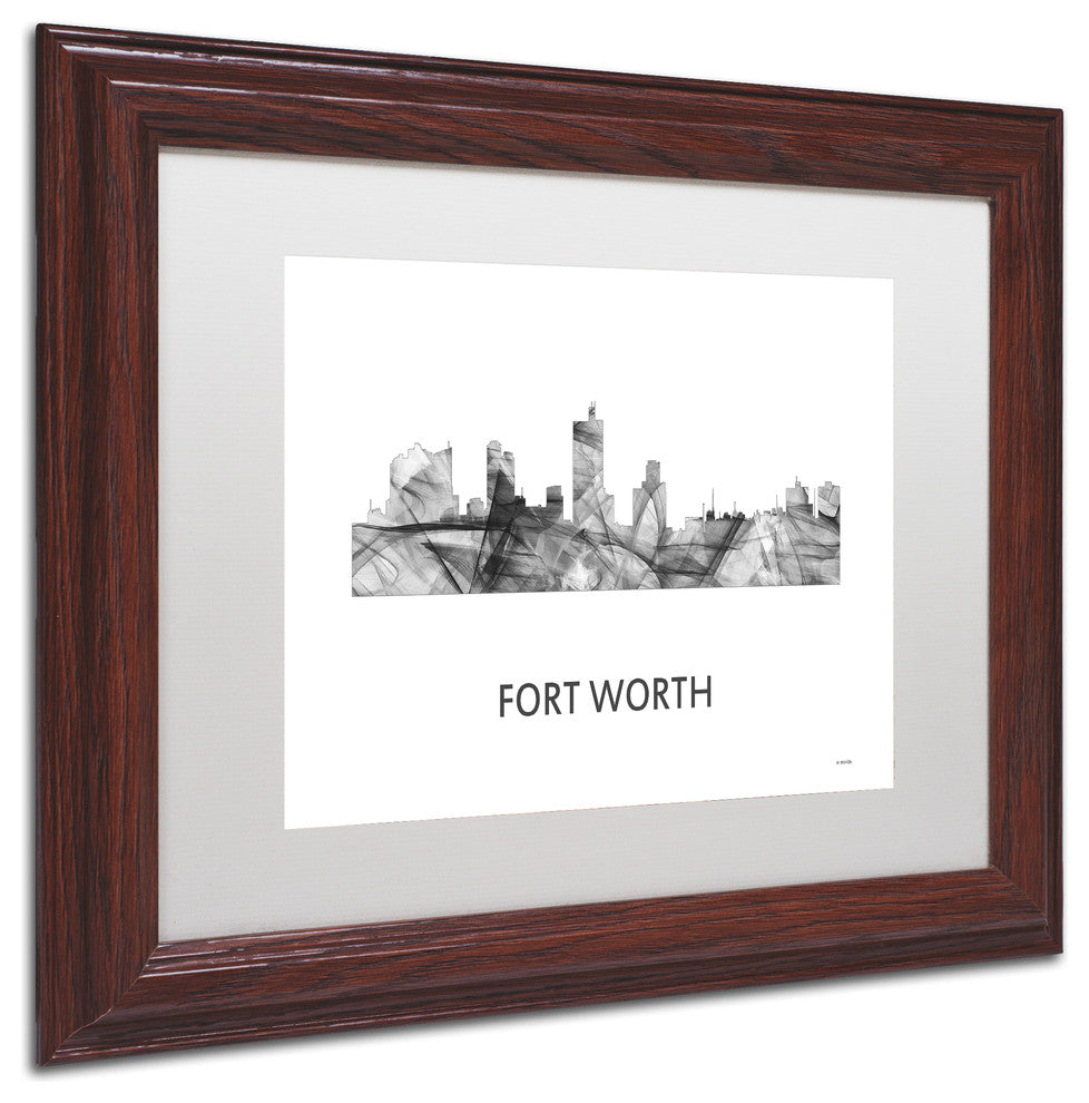 'Fort Worth Texas Skyline' Framed Art, Wood Frame, White Matte, 14x11
