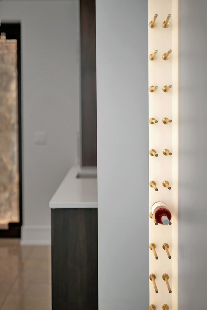 Vino Rails 1 (cork-forward metal wine storage), Milled Aluminum, No Collars (for Solid Backing)