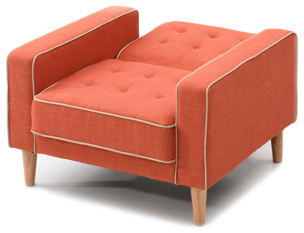 Navi Sleeper Chair, Tan Fabric, Orange Fabric