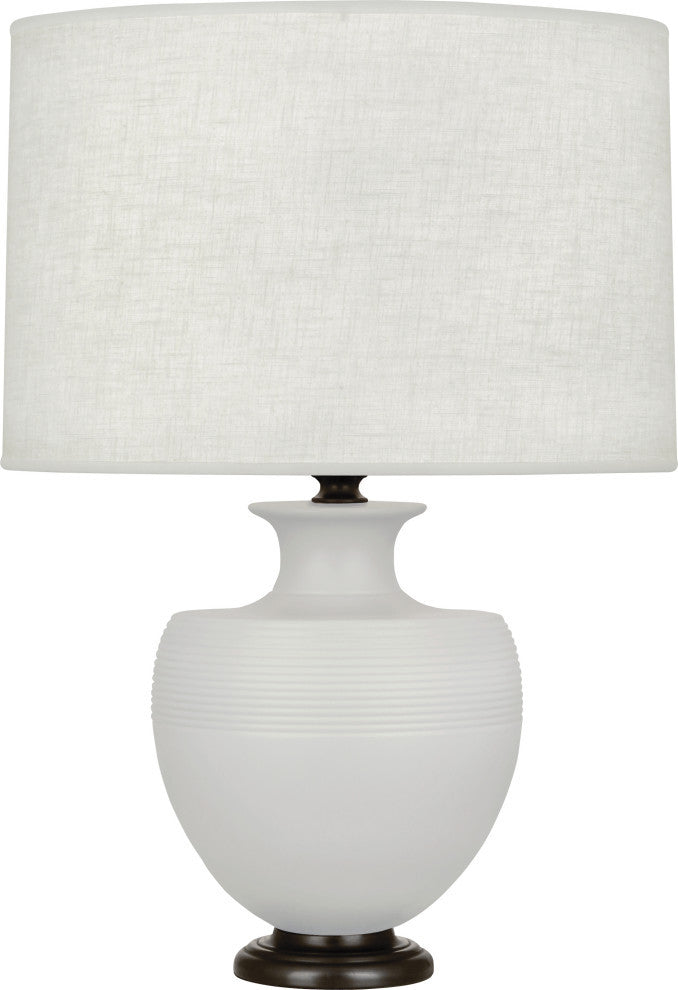 Michael Berman Atlas Table Lamp, Matte Dove With Patina Bronze