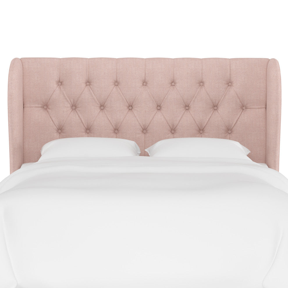Bradwell Full Tufted Curved Wingback Headboard, Zuma Rosequartz