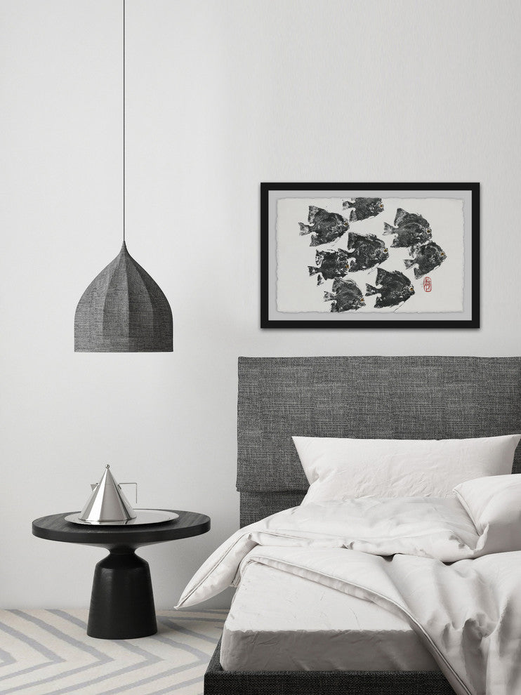 "Racing Fish" Framed Painting Print, 24"x16"