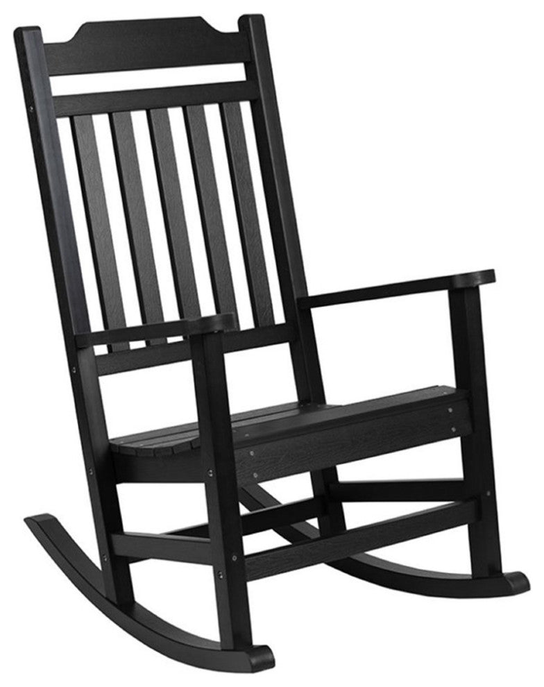 Flash Furniture Winston All-Weather Patio Rocking Chair in Black (Set of 2)