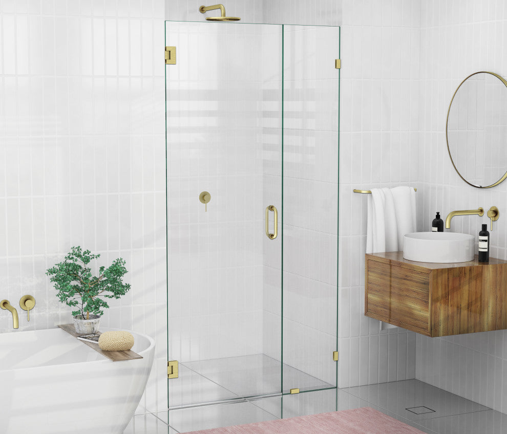 78"x44.25" Frameless Shower Door Wall Hinge, Satin Brass