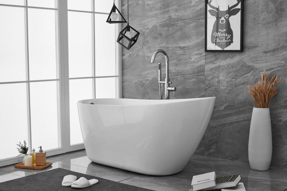 Chanel 59" Soaking Single Slipper Bathtub, Glossy White