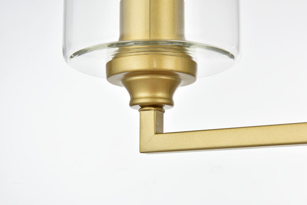 3 Light Brass And Clear Bath Sconce