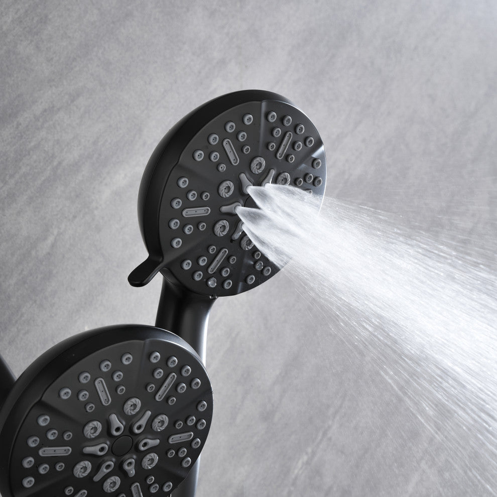 Multi Function Dual Shower Heads and Tub Faucet, With Tub Spout