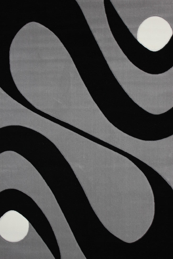 Gray Geometric Polypropylene Machine Made Area Rug, 3'x8'