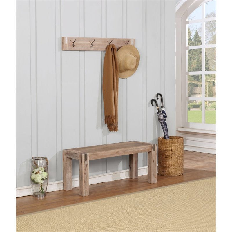 Woodstock Acacia Wood with Metal Coat Hook and Bench Set